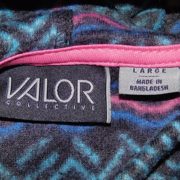 Valor Collective Mens L 1/4 Zip Hooded Fleece Black Pink Blue Geometric Hoodie - Picture 5 of 12